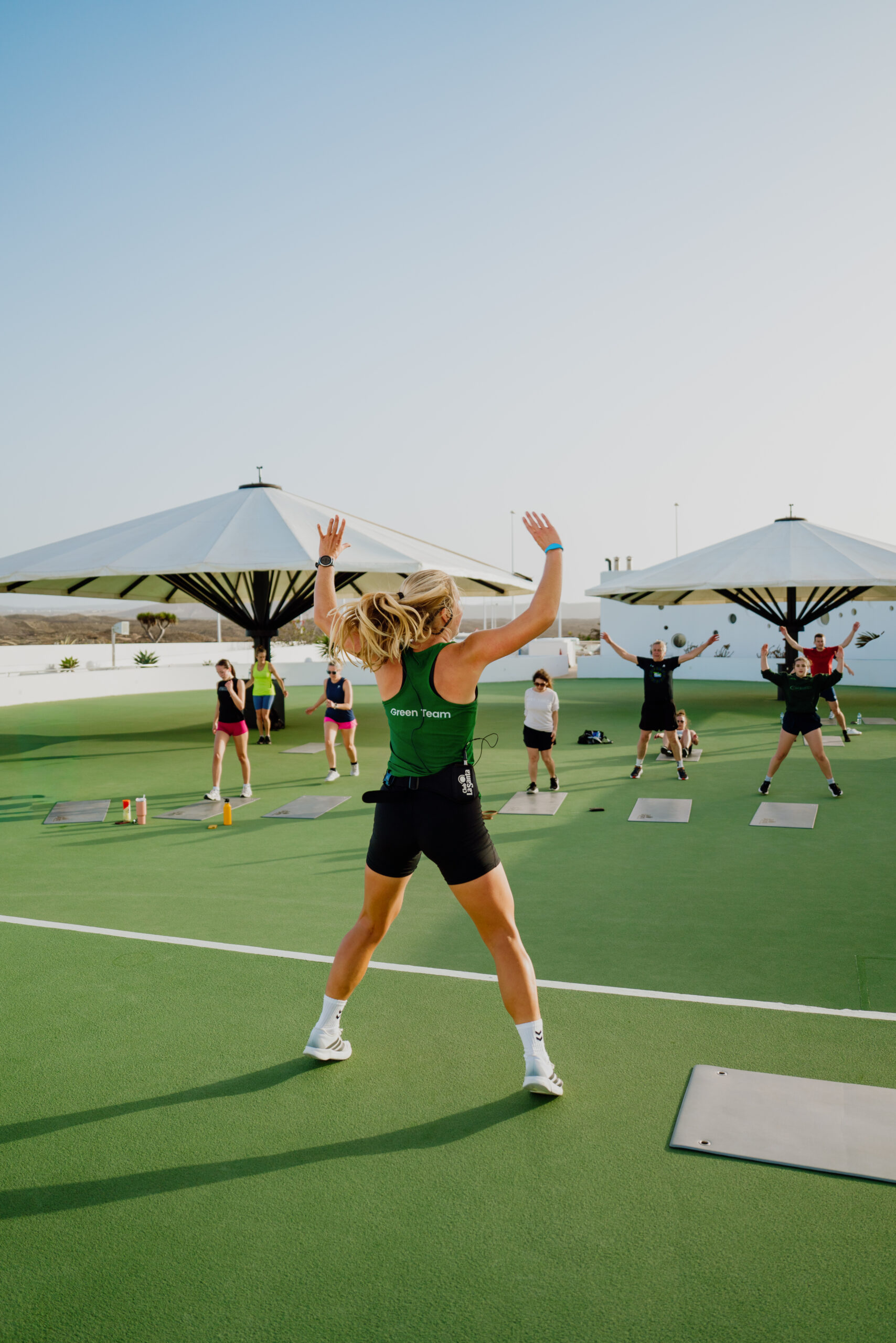 Instructor teaching HIIT class at Club La Santa Lanzarote