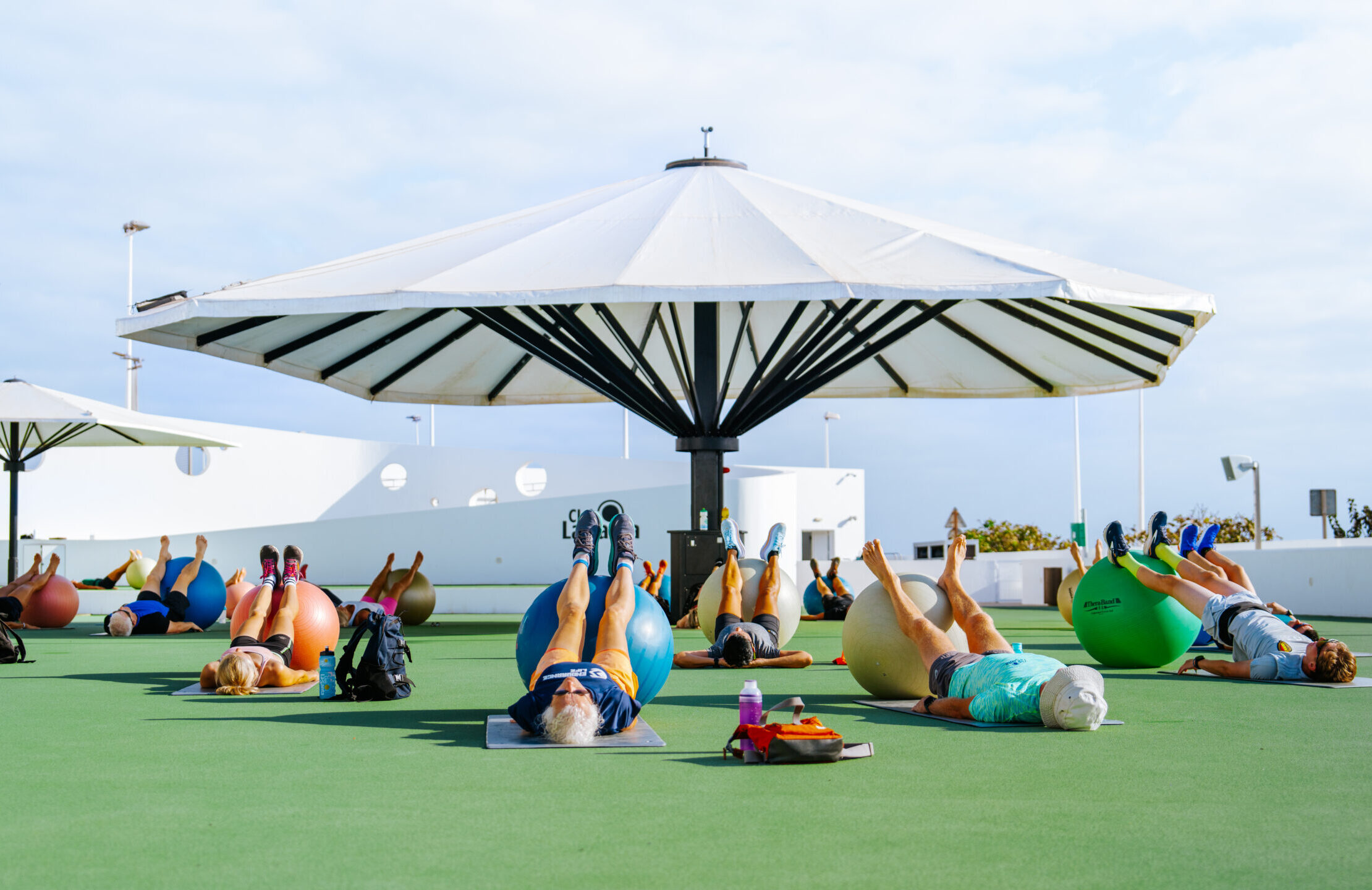 Guests taking part in the fitball class at club la santa