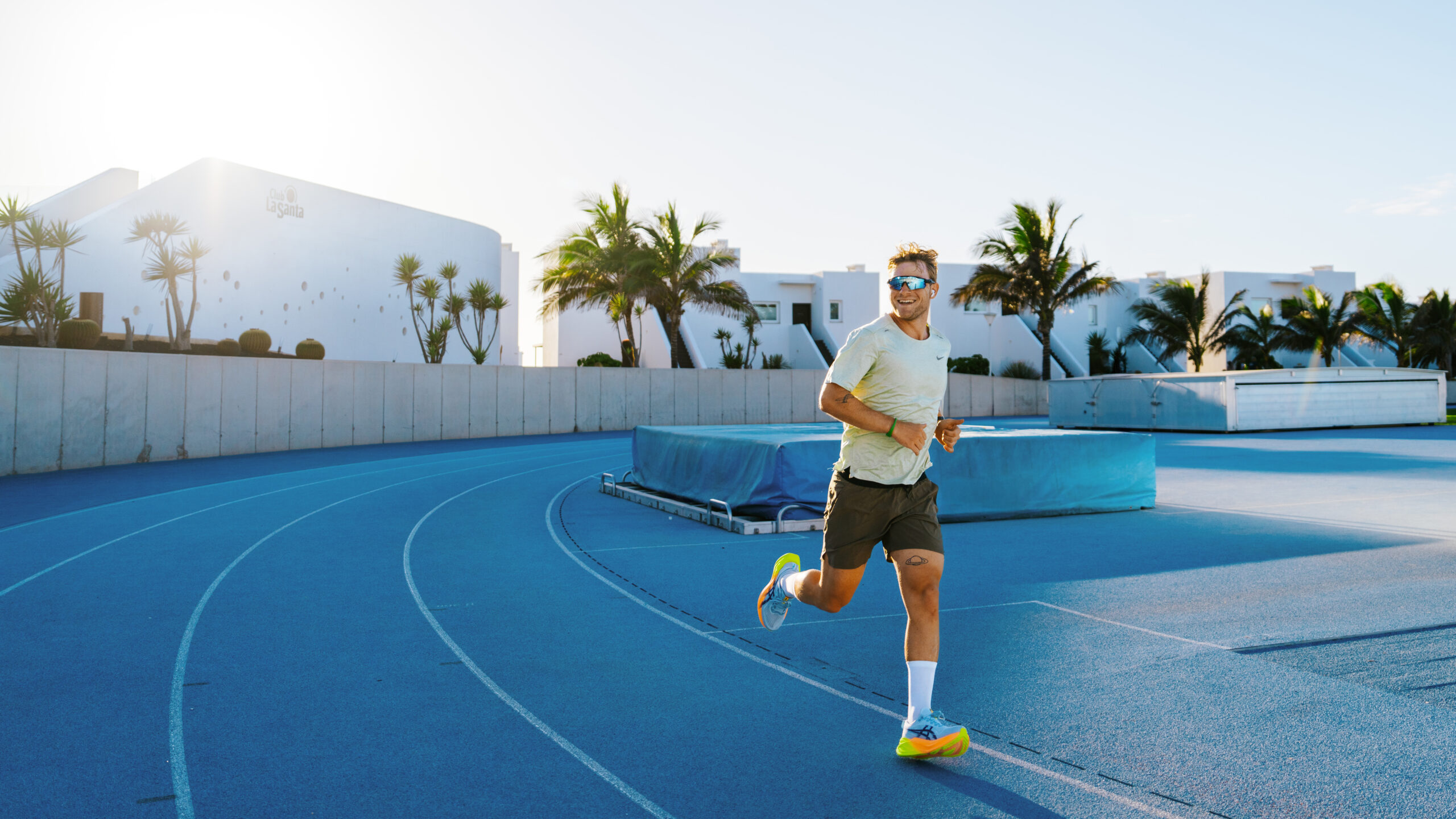 A man on the running track at Club La Santa
