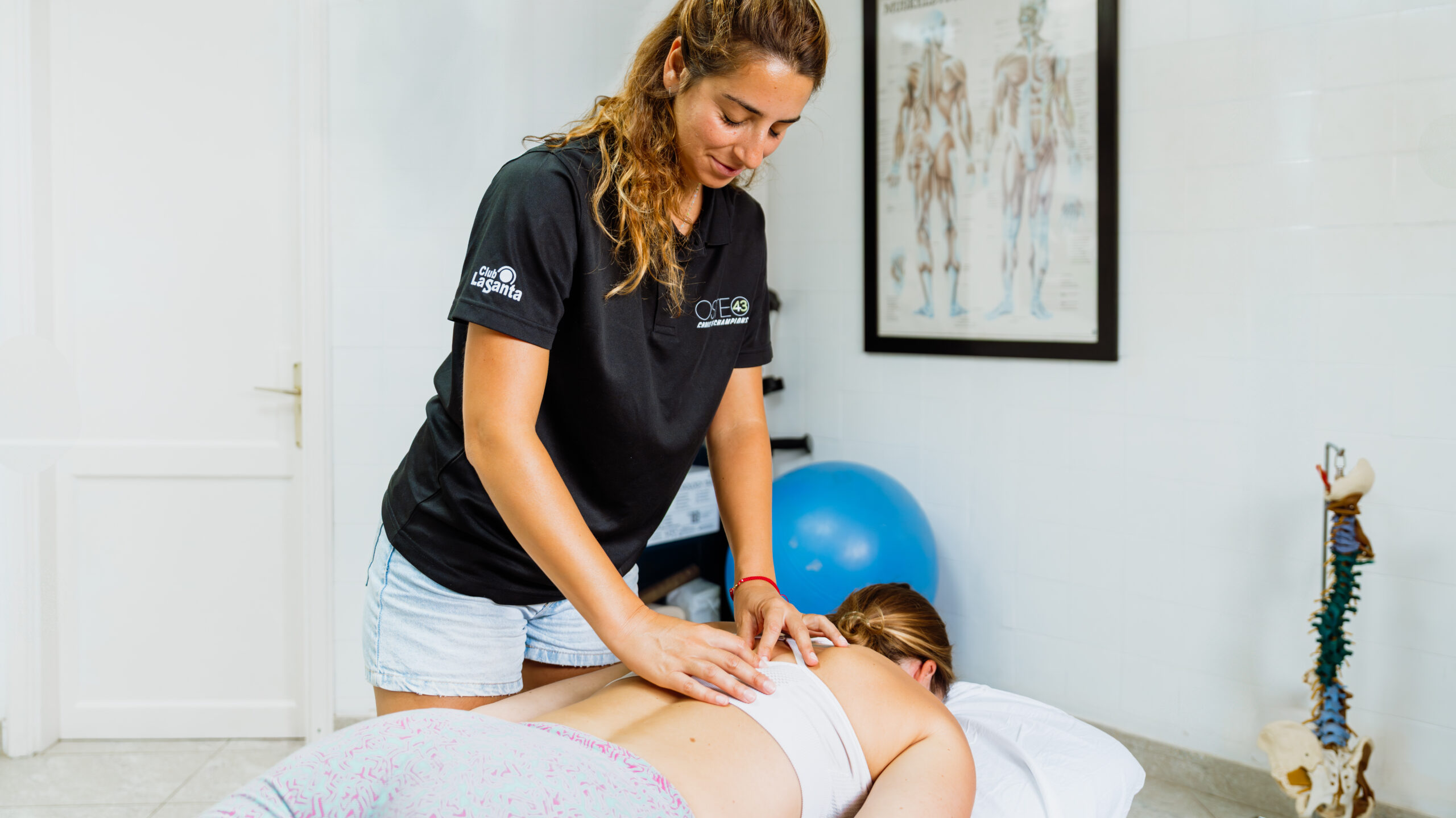 A woman receiving a sports message in the wellness centre at Club La Santa.