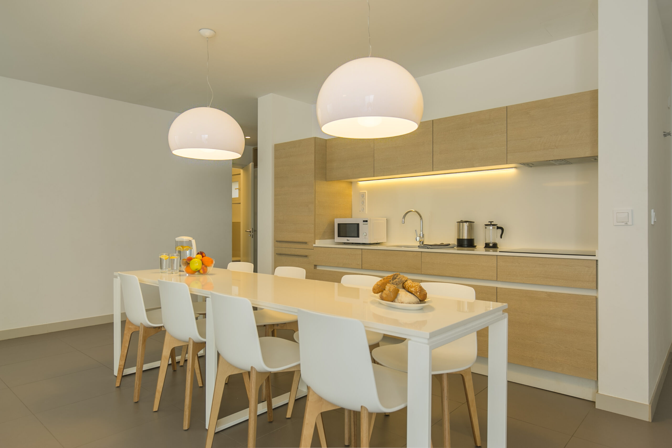 The kitchen of the comfort 4 bedroom 2 bathroom apartment at Club La Santa.
