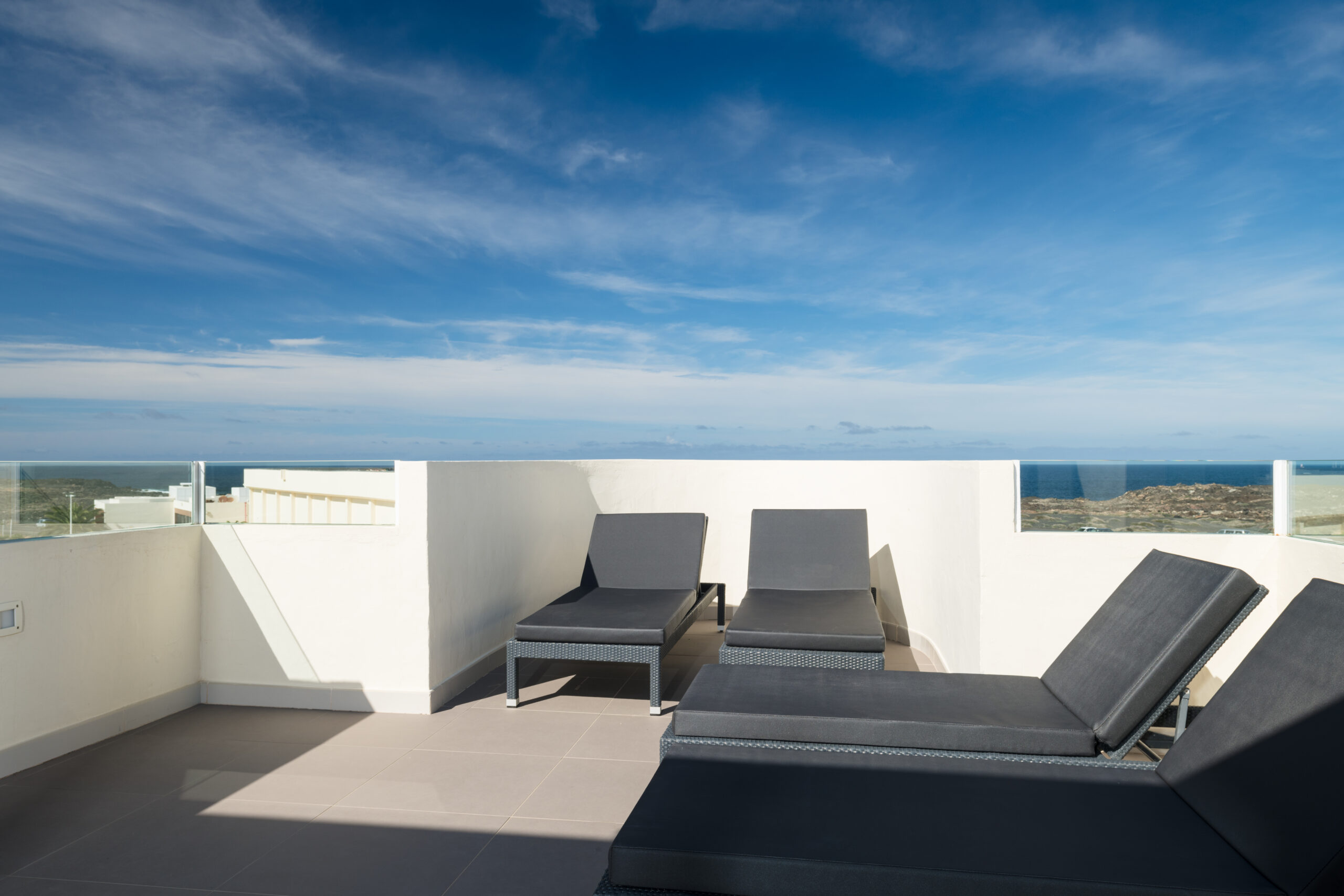 The terrace of the 4 bedroom 2 bathroom penthouse at Club La Santa.