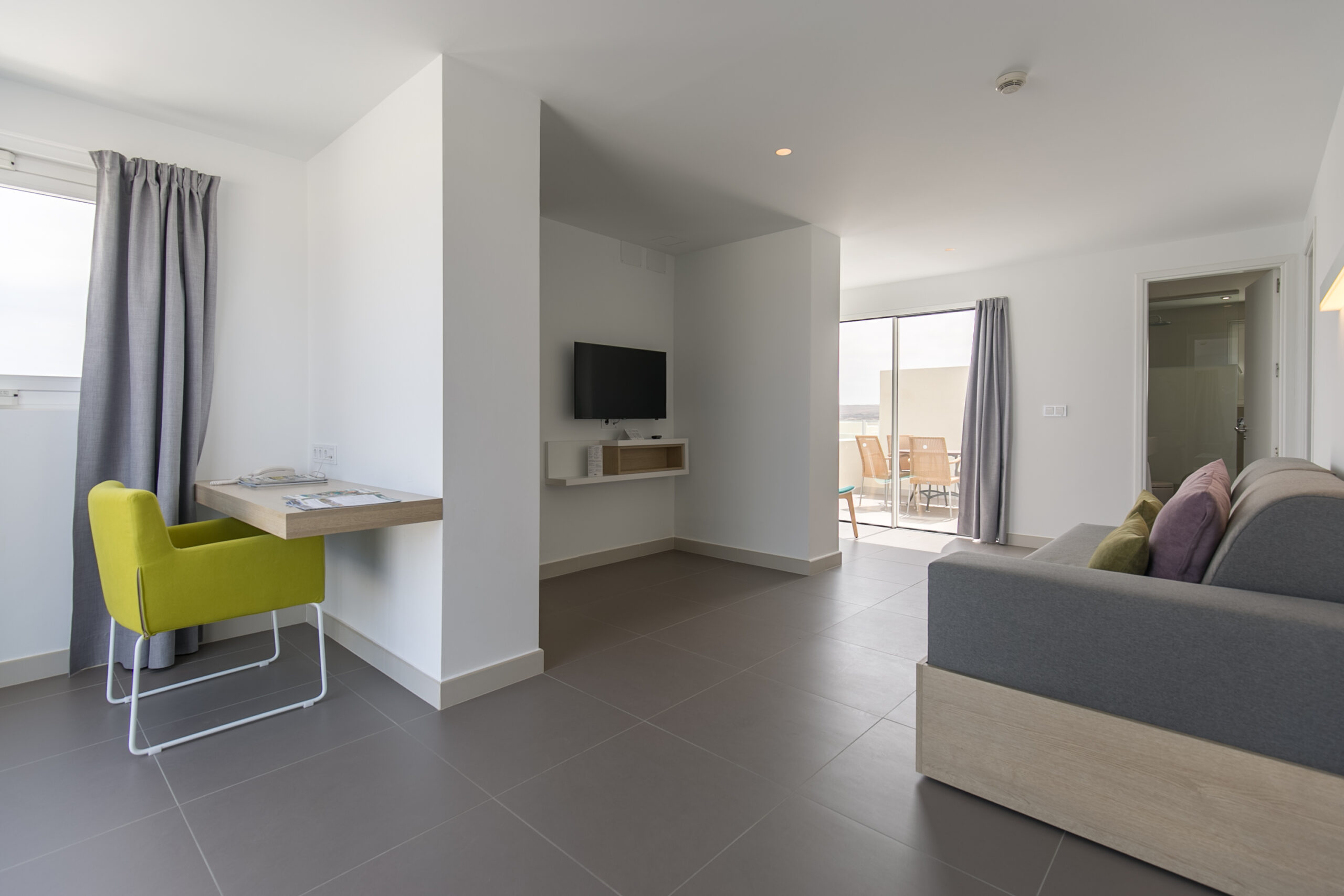 The workspace/living area of the 4 bedroom 2 bathroom penthouse at Club La Santa.