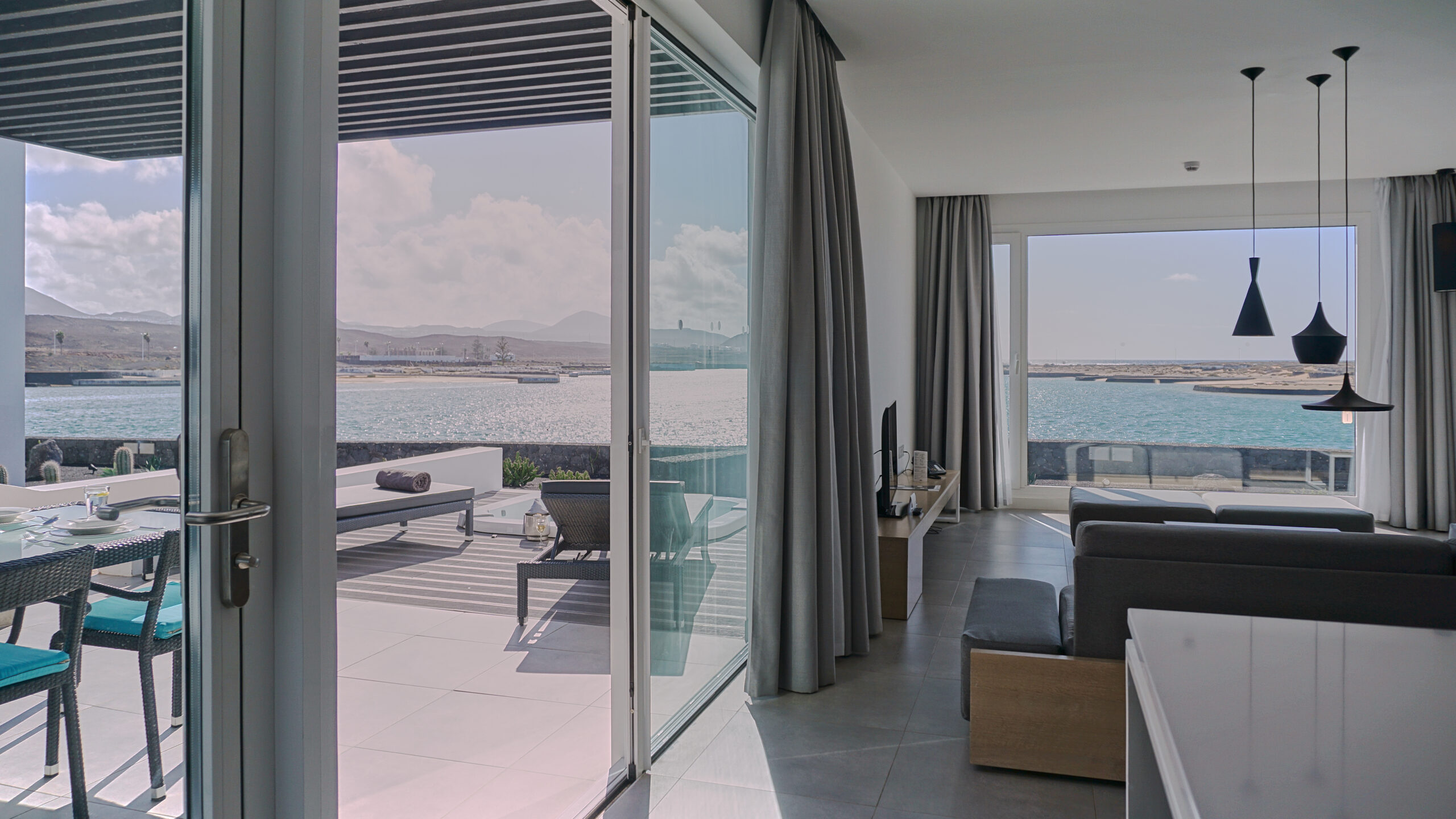 The living area of the 3 bedroom 2 bathroom luxury suite with sea views at Club La Santa.