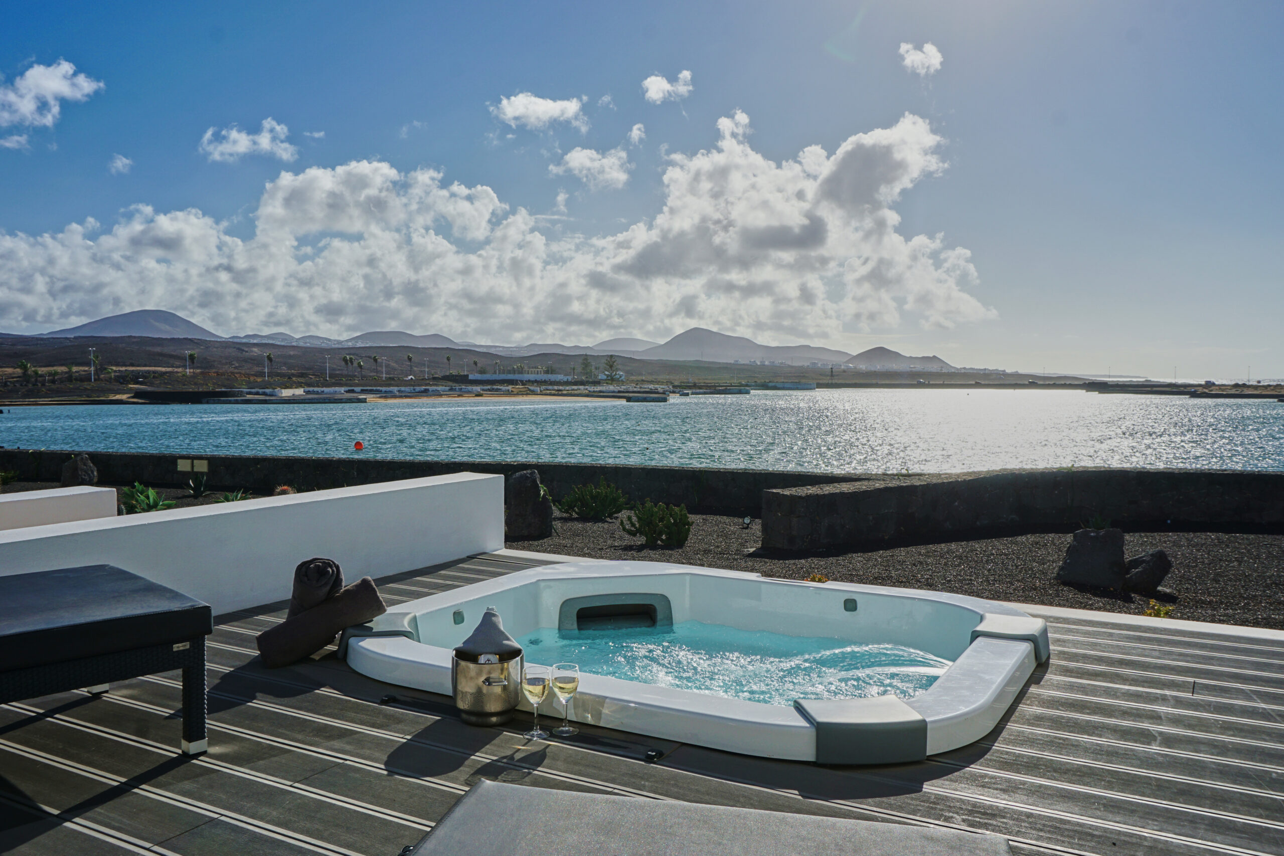 The jacuzzi at the 3 bedroom 2 bathroom luxury suite with sea views at Club La Santa.