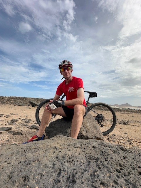 Andy Hood with his bike at Club La Santa.