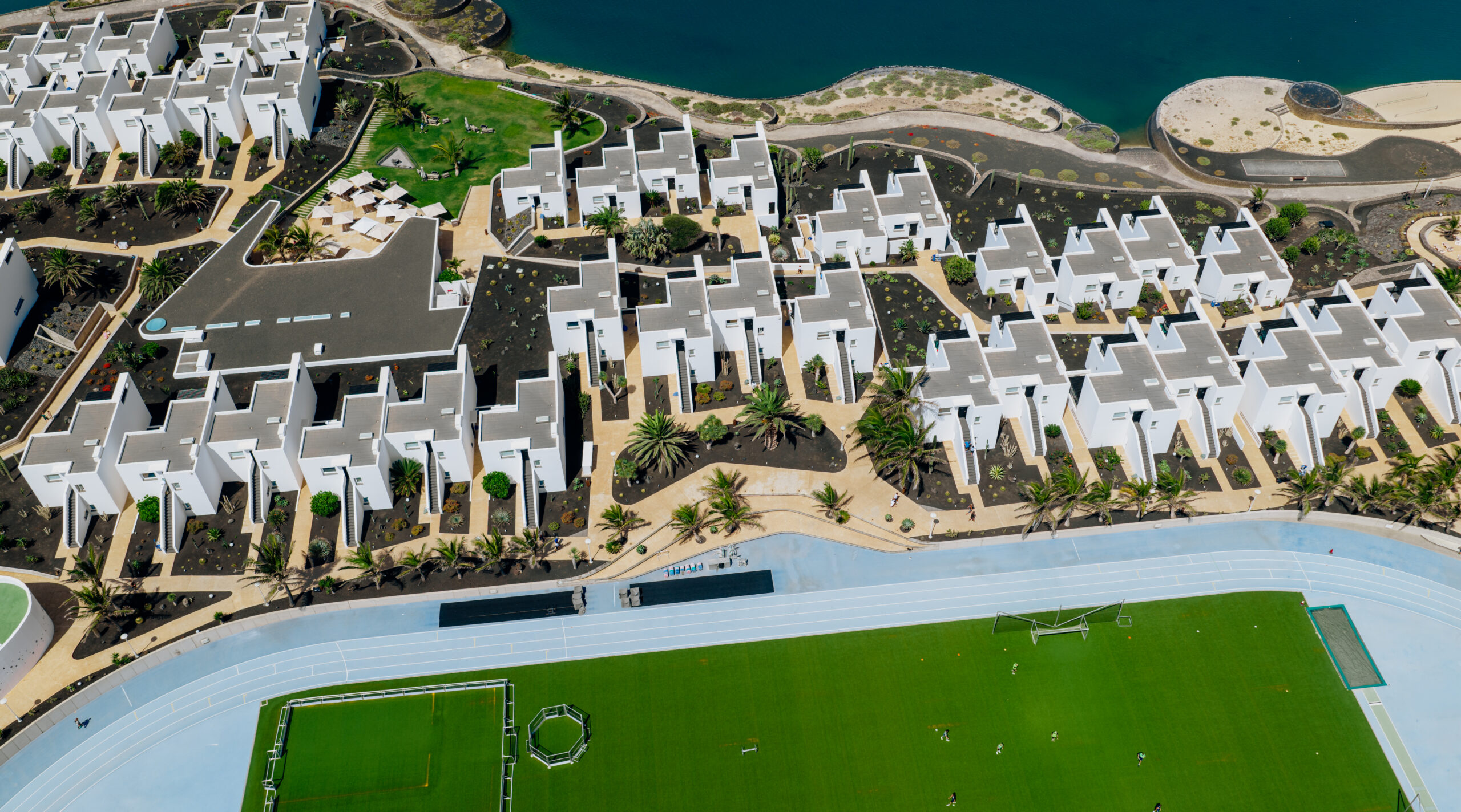 An aerial shot of the Club La Santa resort in Lanzarote